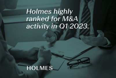 Holmes highly ranked by Mergermarket in the Q1 2023 Rankings Report 
