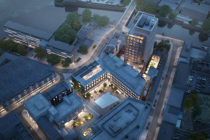 New Aerial CGI image at night of One Opera Square 